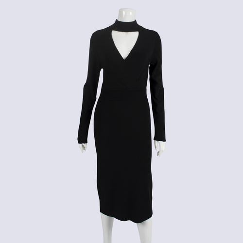NWT Seed Black Long Sleeve Knit Midi Dress