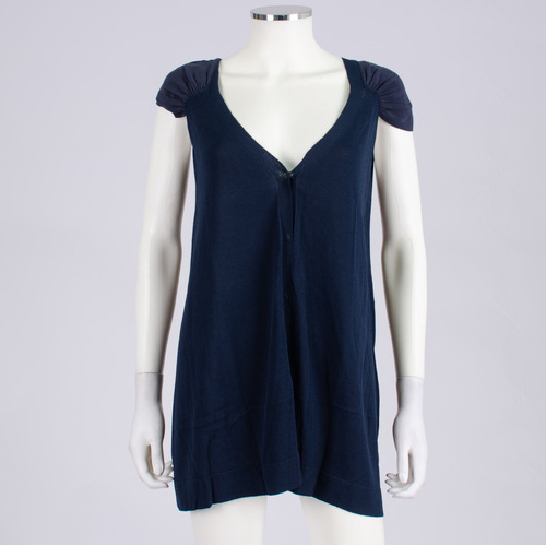 Crea Concept Sleeveless Navy Fine Knit Top