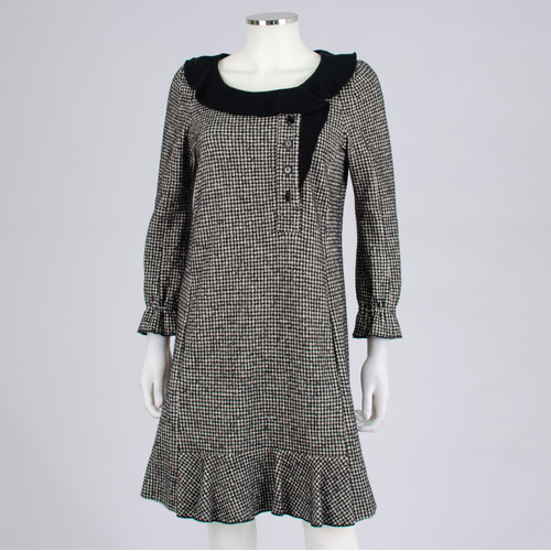 Sonia Rykiel Houndstooth LS Wool Dress