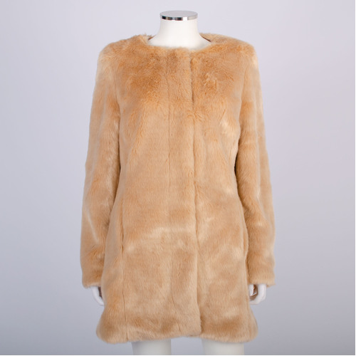 Oasis Collarless Faux Fur Coat