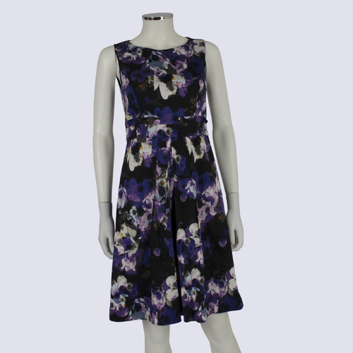 Jacqui.e Floral Print Sleeveless Dress With Pleated Skirt