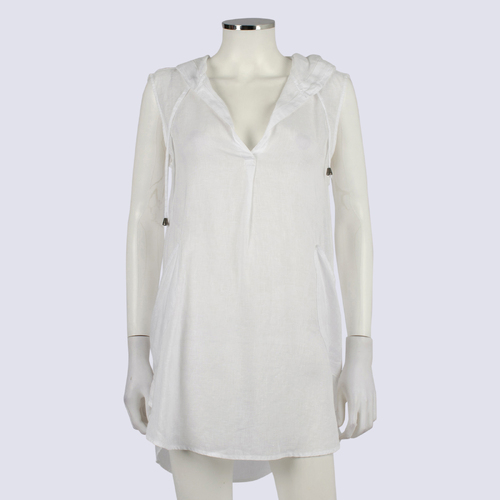For Cynthia Hooded Sleeveless Linen Top