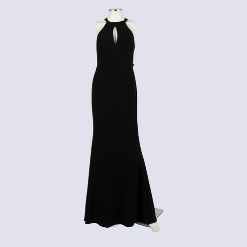 Rose Noir Formal Gown Front Cut-out and Lace Detail 