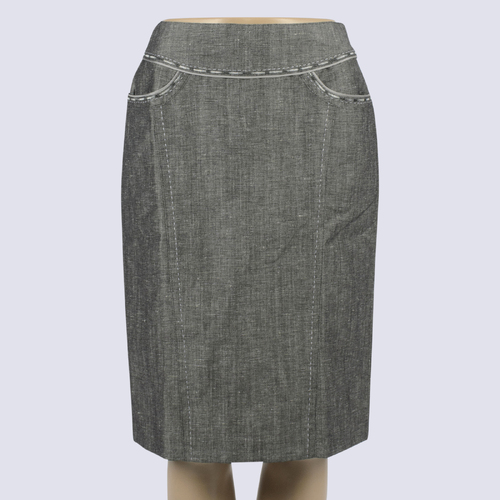 NWT Basler Linen Pencil Skirt With Stitch Detail
