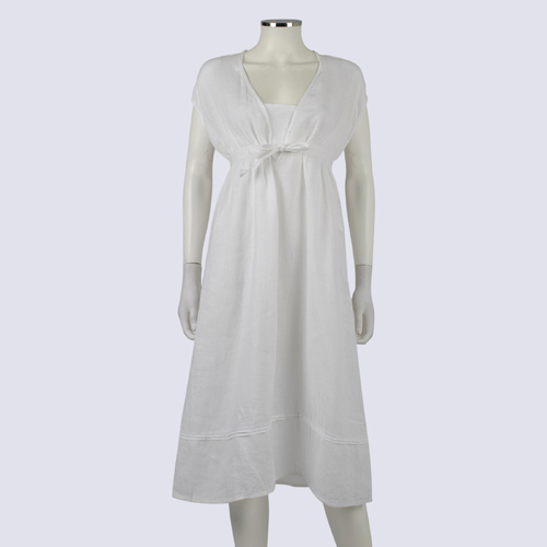 Zyga Linn Laundry White Sleeveless Dress With Waist Tie