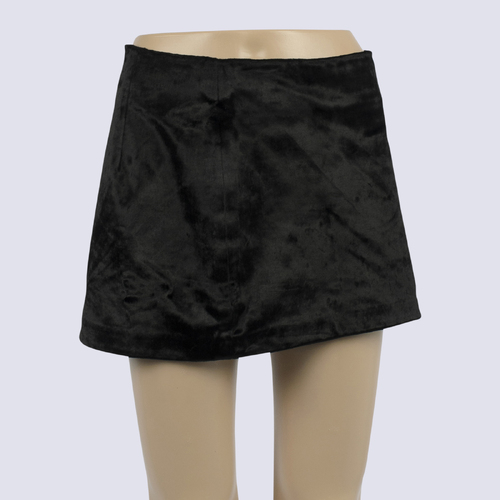Kirrilee Johnston Black Faux Hair Mini Skirt (Hip 90cm Waist 74cm)