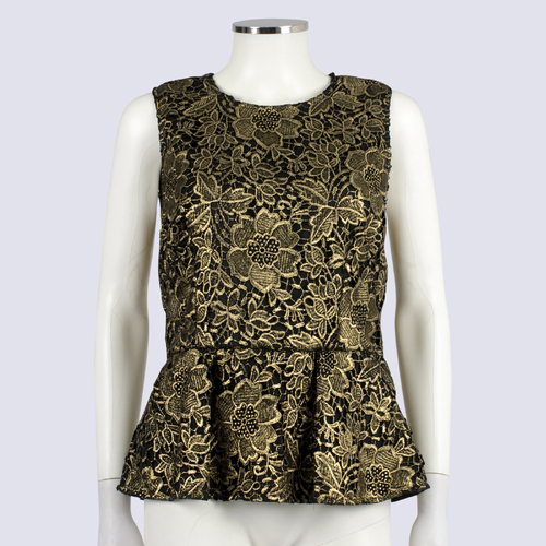 Country Road Gold Embellished Sleeveless Peplum Top