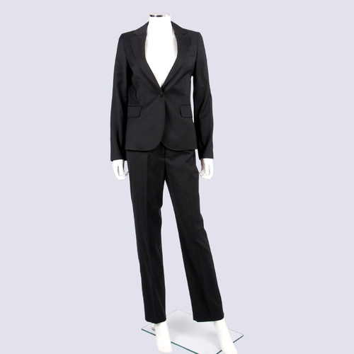 Herringbone Charcoal Wool Twill Blazer and Pant Suit