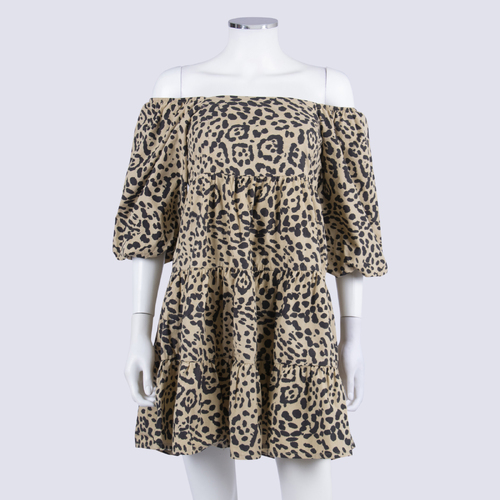 Faithfull the Brand Leopard Tiered Dress With Shirred Back