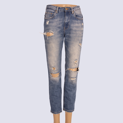 Zara Ripped Mid Rise Jeans