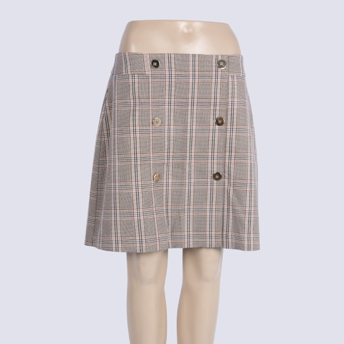 Portmans Plaid Mini Skirt With Gold Buttons