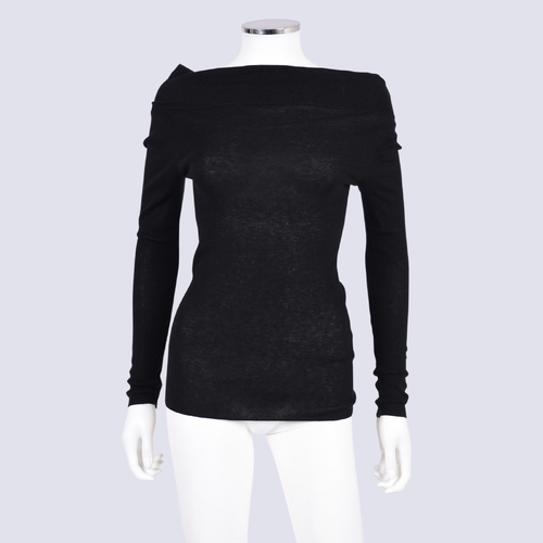 Reiss Black LS Wool/Cashmere Top