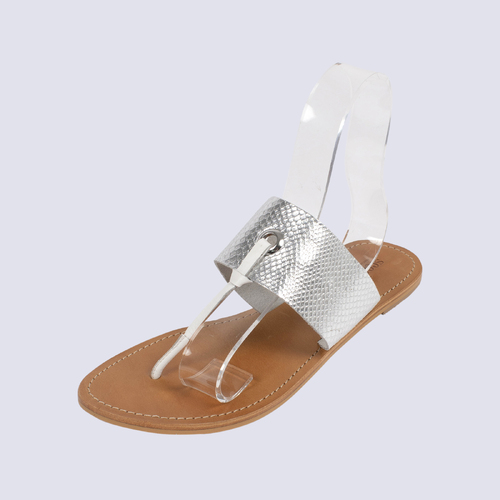 NWOT Seed Silver T-strap Flat Sandal