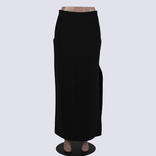 NWT CUE Black Milano Maxi Skirt W Side Splits