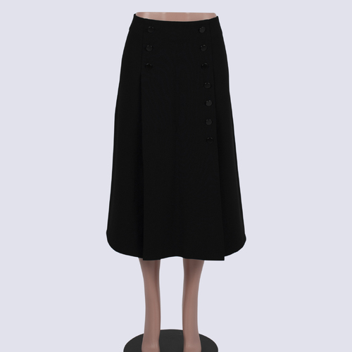 NWOT Veronika Maine Black Flare Skirt W Button Detail