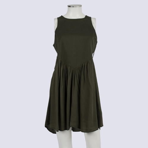 One Teaspoon Khaki Sleeveless Mini Dress W Cutout waist