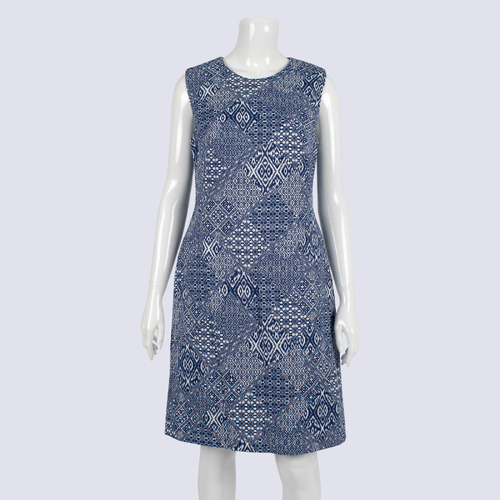 NWOT David Lawrence Blue & White Sleeveless Jacquard Dress
