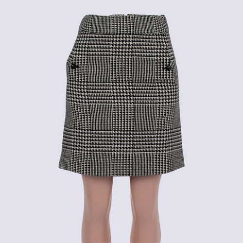 David Lawrence Houndstooth Wool Blend Mini Skirt