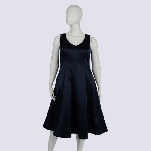 Review Navy Sleeveless Fit 'n Flare Cocktail Dress