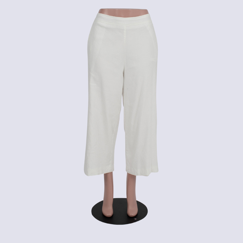 Witchery White Cropped Straight Leg Linen Blend