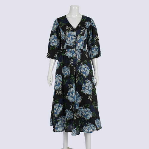 Kamare Floral Linen Dress W Belt