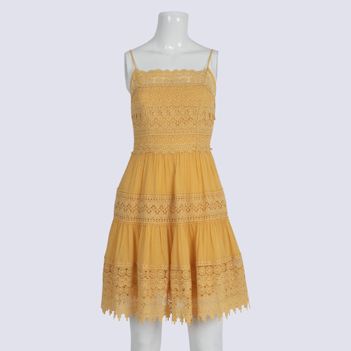 Forever New Shirred Sun Dress W Lace Trim