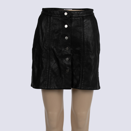 Witchery Vegan Leather Button Down Mini Skirt