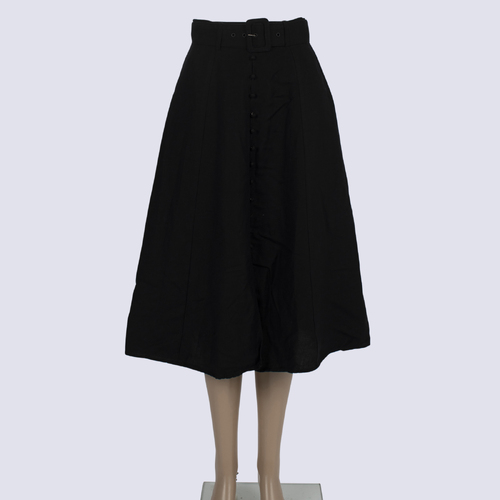 Sheike Black A-Line Button Down Skirt