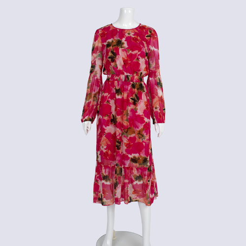 NWT Sussan Pink Floral Dress W Shirred Waist