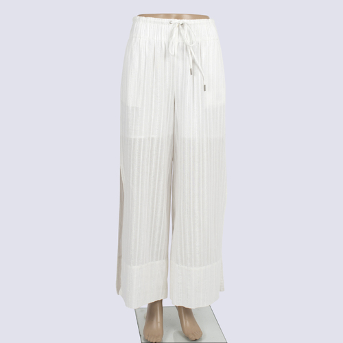 Country Road White Drawstring Pants W Fine Silver Thread