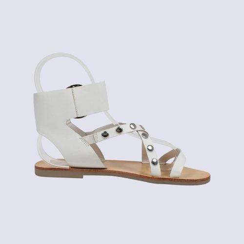 Sol Sana White Studded Leather Sandals