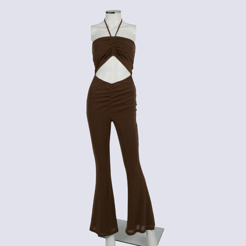 Princess Polly Brown Shimmer Strapless Jumpsuit