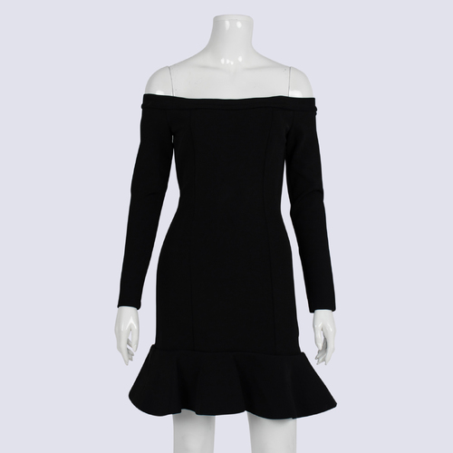 Kookai Black Off Shoulder LS Bodycon Dress