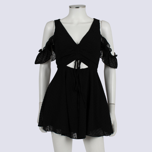 Lyon Black Front Drawstring Dress