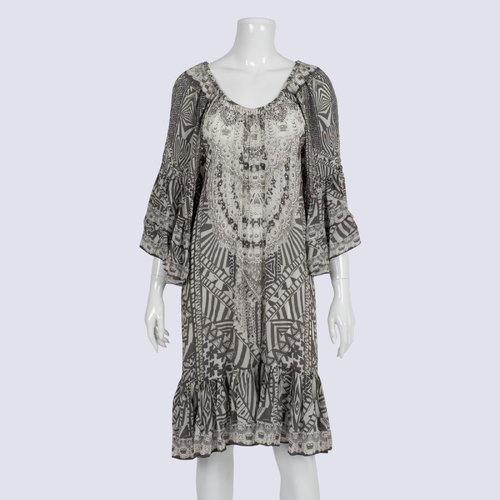 NWT Fashion Spectrum Felicity Silk Off-shoulder Dress Zanzibar
