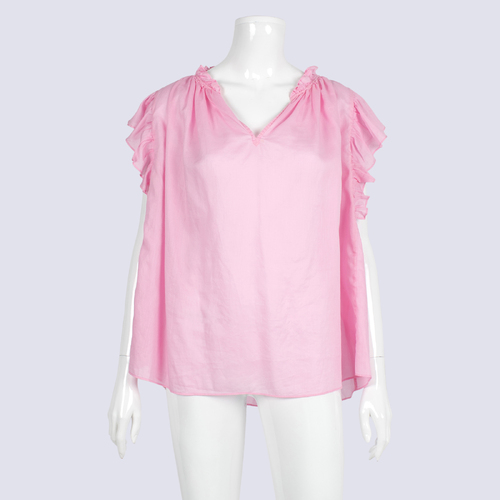 Country Road Pink Cotton Frill Sleeve Top