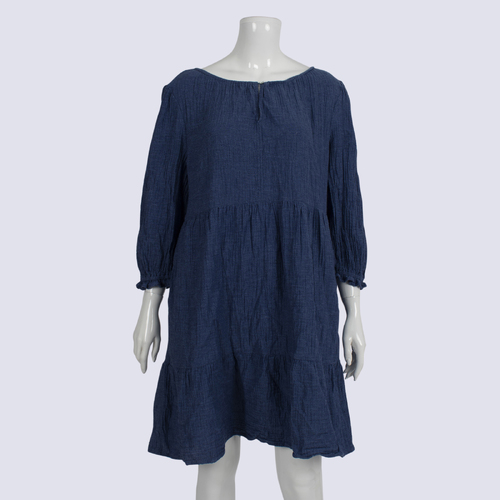 Sussan Blue Tiered Cheese Cloth Dress