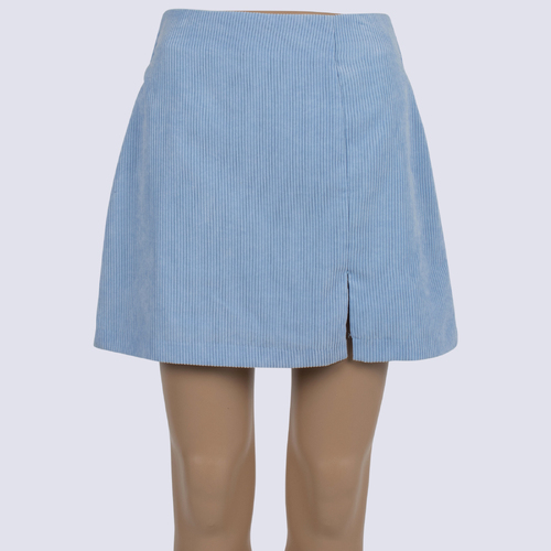 Beyond Her Pale Blue Cord Mini Skirt