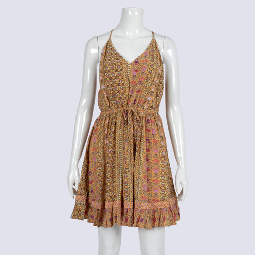 Tiferlily Mini Dress With Drawstring Waist and Ruffle Hem