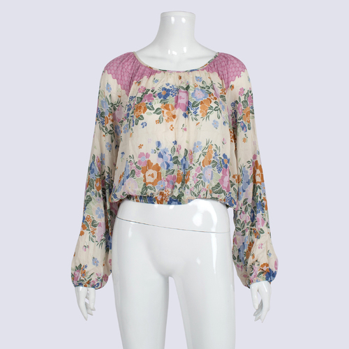Sportsgirl Floral LS Cropped Blouse