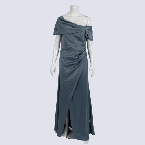 NWT ASOS Design Blue Sateen Drape Bodice Dress