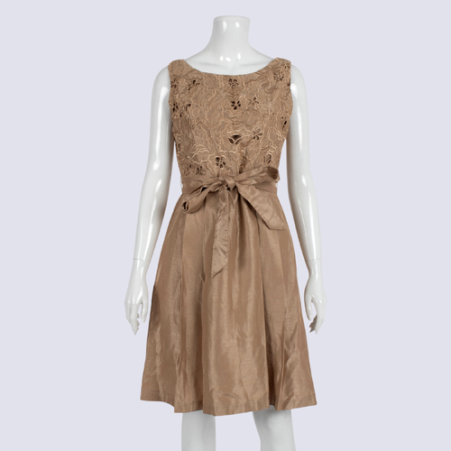 M Silk Vintage Gold Sleeveles Pleat Dress