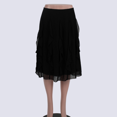 Anthea Crawford Black Knee Length Ruffle Skirt