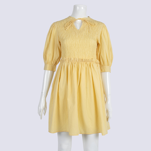 NWT Influence Yellow Dress With Shirred Bodice