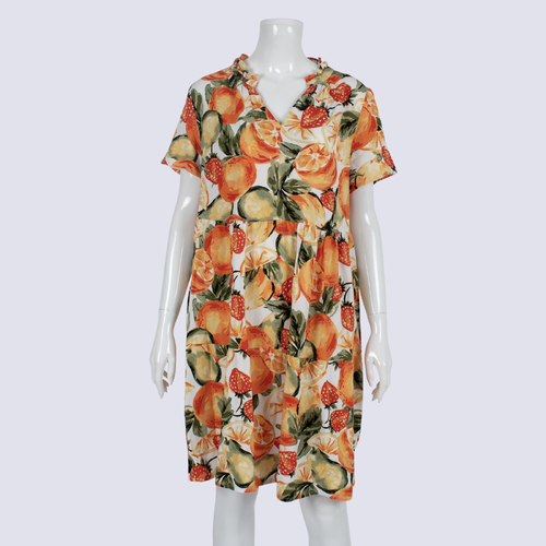 Katies Shirt Sleeve Linen Citrus Print Dress