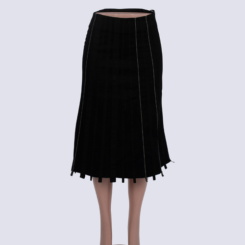 Ink Mid-calf A-line Skirt With Applique