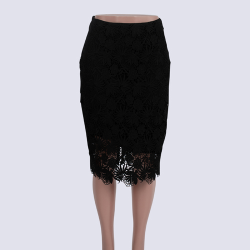 Veronika Maine Black Lace Pencil Skirt