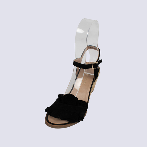 Jo Mercer Black Wedge Sandals