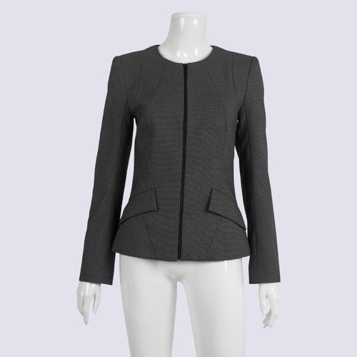 Veronika Maine Grey Jacket With Front Zipper