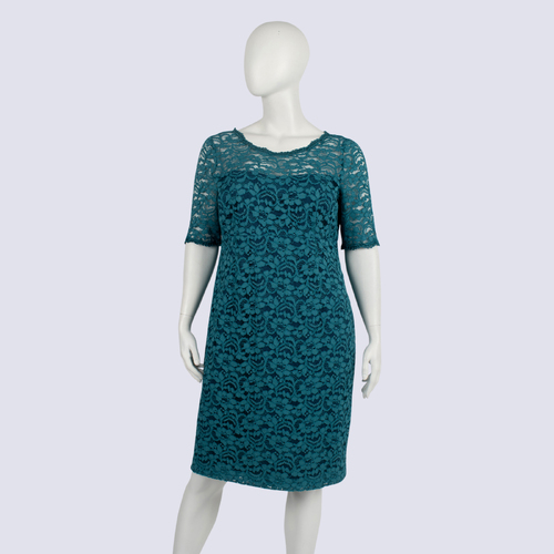 Anthea Crawford Teal Short Sleeve Lace Dress